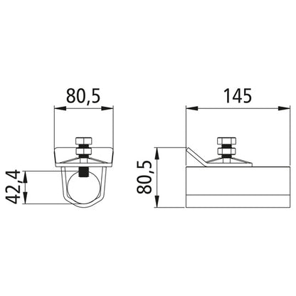 PWP bracket f. support tubes, socket Ø 42.4 mm, untreated