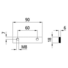 Threaded plate, galvanised stl., length 90 mm, hole spacing 60