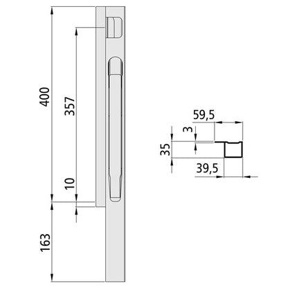 K20 Front corner pillar, right, steel, black KTL, 400 mm BWH
