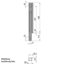 K20 front corner stanchion, R, anodised aluminium, 400mm, screw