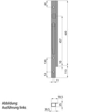 K20 front corner pillar, R, anodized aluminium, 600mm