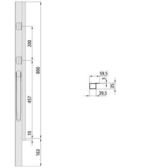 K20 Front pillar steel KTL, left, 800 mm BWH