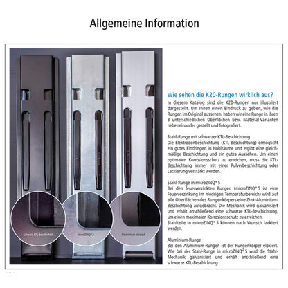 K20 centre pillar, stl., black KTL, 800 mm, w/out holder