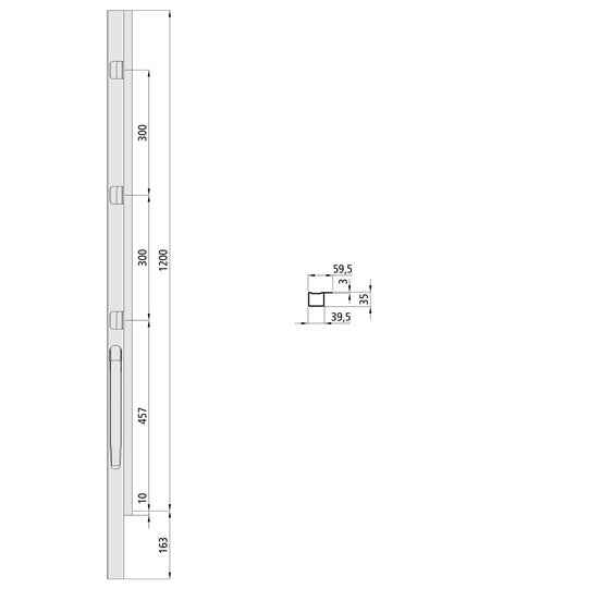 K20 Front pillar steel KTL, left, 1200 mm BWH