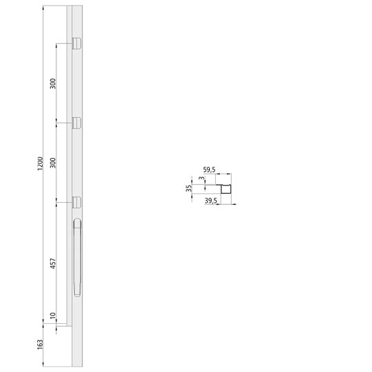 K20 Front pillar steel KTL, right, 1200 mm BWH
