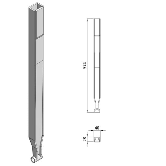 Kinnetop tube f. 800 - 1200 mm stanchions, raw stl.