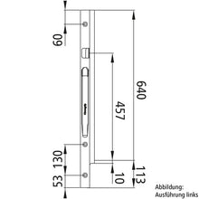 K20 aluminum special pillar, front right, 640 mm/1-port 457 mm