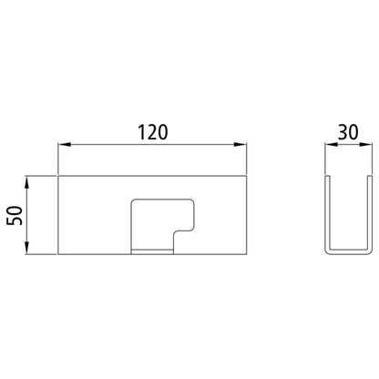 Top-clutch K20/K4, 120 mm, f. T-piece, raw stl.