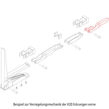 K20 Dropside bolt, R, f. upper lock. system