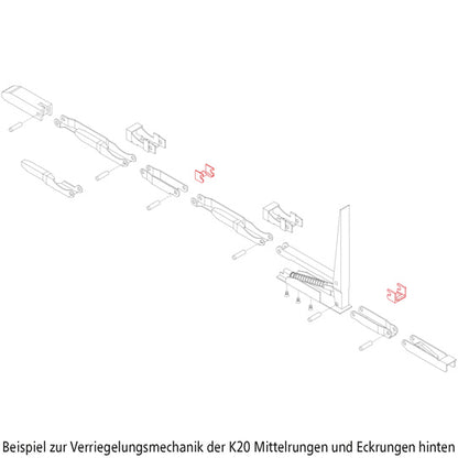 Guide section, small, f. centre stanchions and corner stanchion