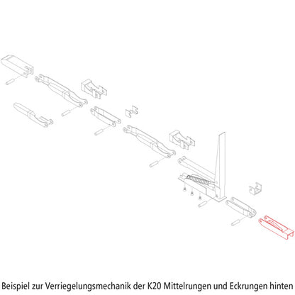 Pocket wedge f. centre and rear stanchion