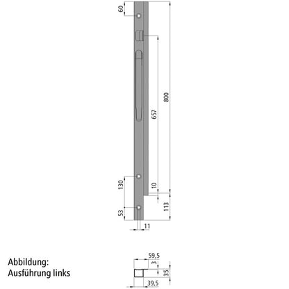 K20 front corner stanchion, R, stl. KTL, 800mm, TIR, screw ver.