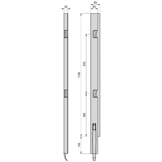 K5 Front pillar steel KTL, left, 1100 mm BWH