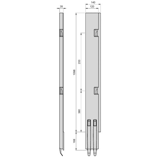K5 Rear pillar steel KTL, right, 1100 mm BWH, without lock