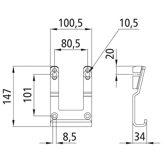 K20 pillar socket, bolt-on, galvanized, with srews