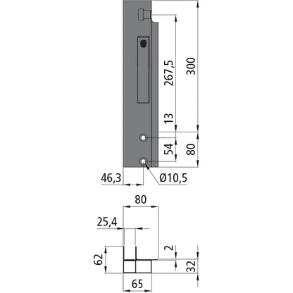 K15 Eckrunge vorne, links, Aluminium, 300 mm