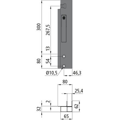 K15 Eckrunge vorne, rechts, Aluminium, 300 mm
