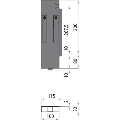 K15 Eckrunge hinten, rechts, Aluminium, 300 mm