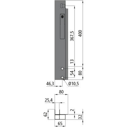 K15 Eckrunge vorne, links, Aluminium, 400 mm
