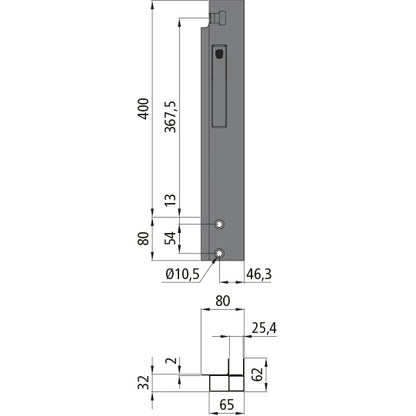 K15 Eckrunge vorne, rechts, Aluminium, 400 mm