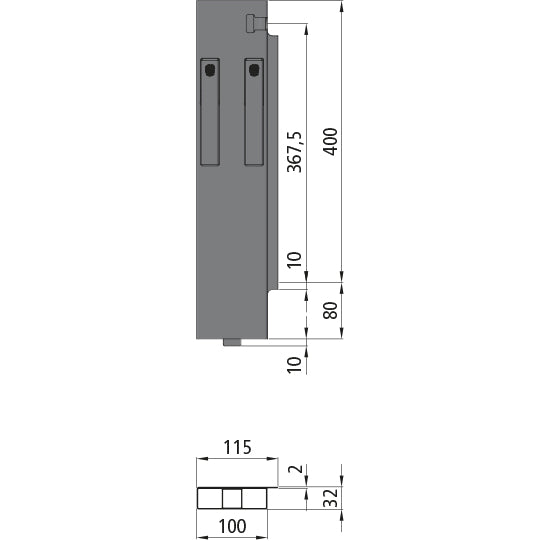 K15 Eckrunge hinten, rechts, Aluminium, 400 mm