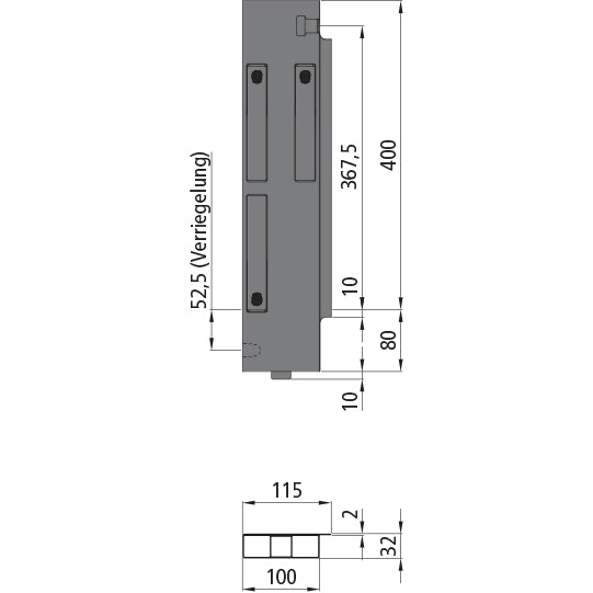 K15 Eckrunge hinten, rechts, Aluminum, Doppelpendel, 400 mm