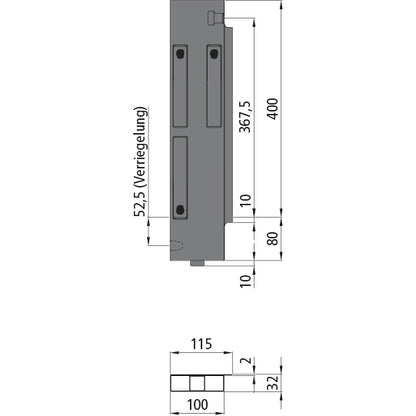 K15 Eckrunge hinten, rechts, Aluminum, Doppelpendel, 400 mm