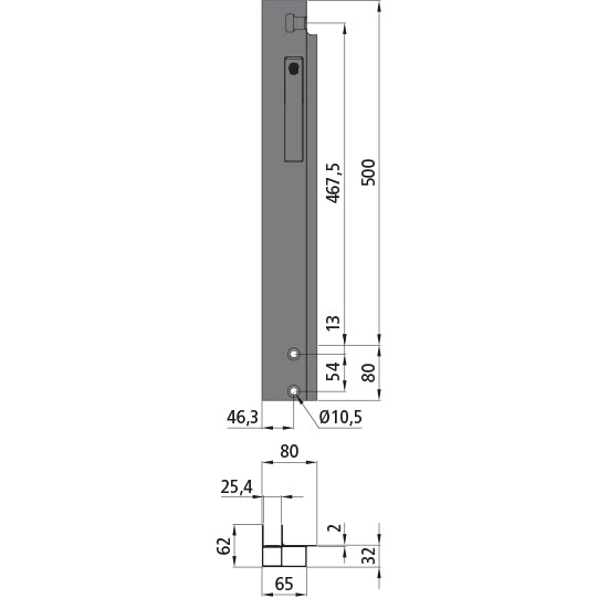 K15 Eckrunge vorne, links, Aluminim, 500 mm
