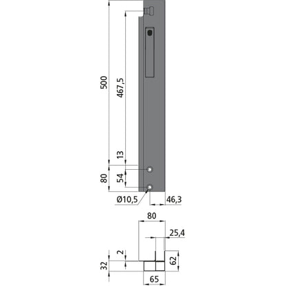 K15 Eckrunge vorne, rechts, Aluminium, 500 mm
