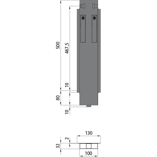 K15 Mittelrunge, Aluminium, 500 mm
