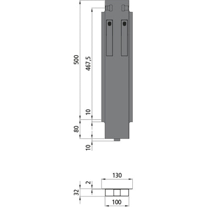 K15 Mittelrunge, Aluminium, 500 mm