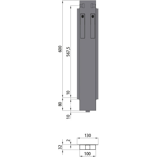 K15 Mittelrunge, Aluminium, 600 mm