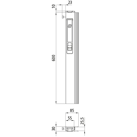 T50 long travel lock, aluminum, 600 mm, left