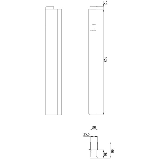 T50 lock. profile/ctrholder, aluminum, 405 mm, R