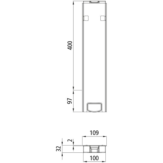 T50 centre pillar 400, aluminum, special length 497 mm