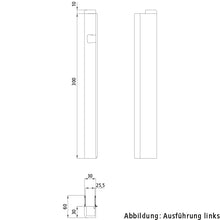 T50 lock. profile/ctrholder, aluminum, 300 mm, R