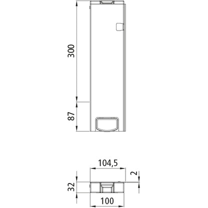 T50 rear corner stanchion, aluminum, 300 mm, R