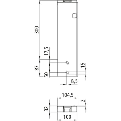 T50 rear corner stanchion, aluminum, 300 mm, R, screw-on