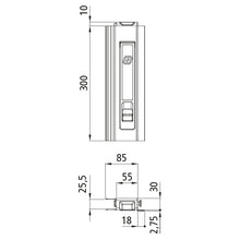 T50 long travel lock, aluminum, 300 mm, R, short pin