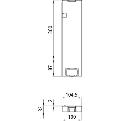 T50 rear corner stanchion, aluminum, 300 mm, L