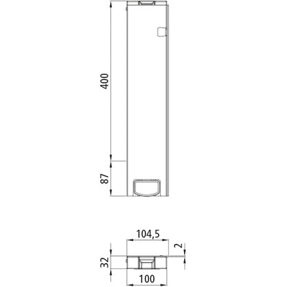 T50 rear corner stanchion, aluminum, 400 mm, R