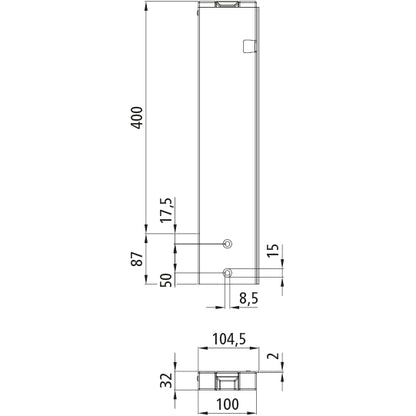 T50 rear corner stanchion, aluminum, 400 mm, R, bolt-on