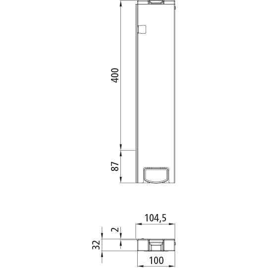T50 rear corner stanchion, aluminum, 400 mm, L