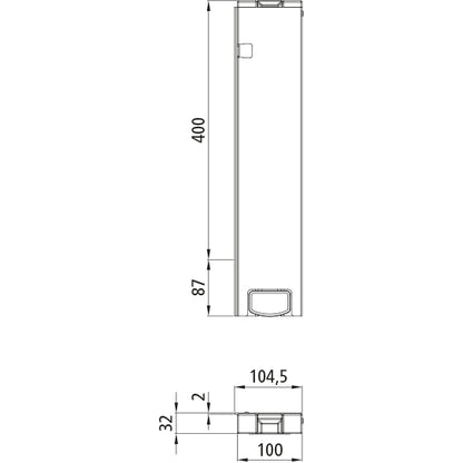 T50 rear corner stanchion, aluminum, 400 mm, L