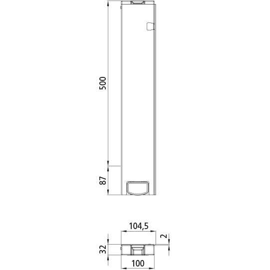 T50 rear corner stanchion, aluminum, 500 mm, R