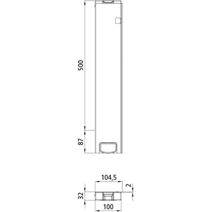 T50 rear corner stanchion, aluminum, 500 mm, R