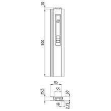 T50 long way lock, aluminum, 500 mm, R, short pin