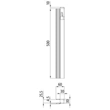 T50 lock. profile/ctrholder, aluminum, 500 mm, R