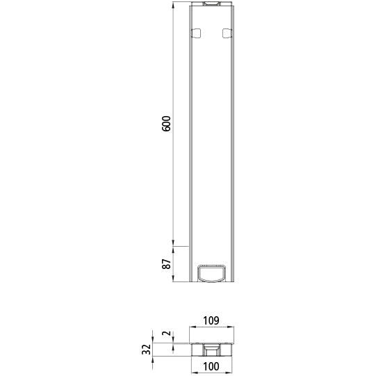T50 centre pillar, aluminum, 600 mm