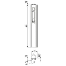 T50 long way lock, aluminum, 600 mm, L, short pin
